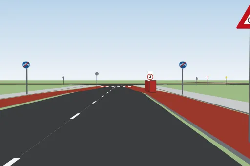 Gevaarherkenning: een fietser die van de fietsstrook de rijbaan op zwenkt (RVV 1990 art. 19 en art. 54).