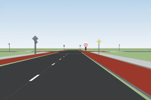 Gevaarherkenning: een voetganger die bij de stoeprand van het zebrapad staat te wachten om over te steken (RVV 1990 art. 49 lid 2).